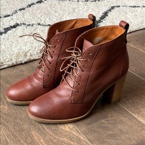 Madewell Boots Brown Leather Lace Up High Heel
